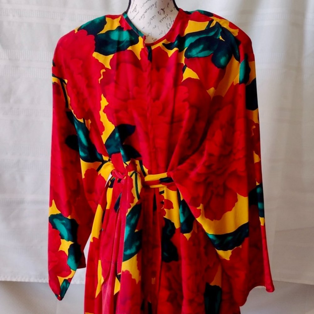 Akira Silk Bold Colorful Shirt Dress , Loose-Fitting Baggy Look